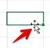 マウスポインタの形は、十字と矢印が重なったものです。ゆっくり、緑の枠に合わせると、この形になります。